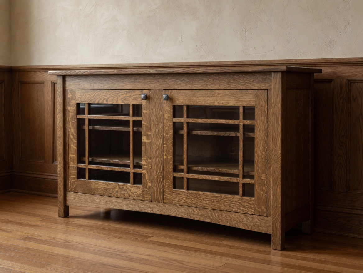 Media cabinet in quartersawn white oak