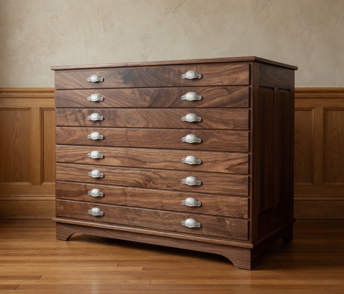 Map chest in walnut