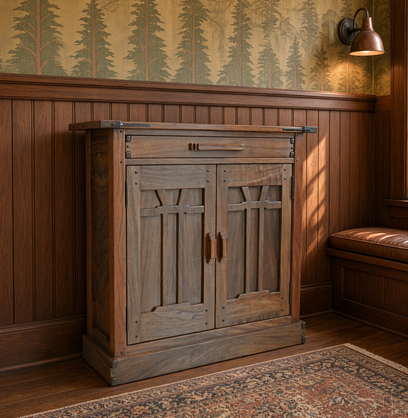 Greene and Greene inspired cabinet
