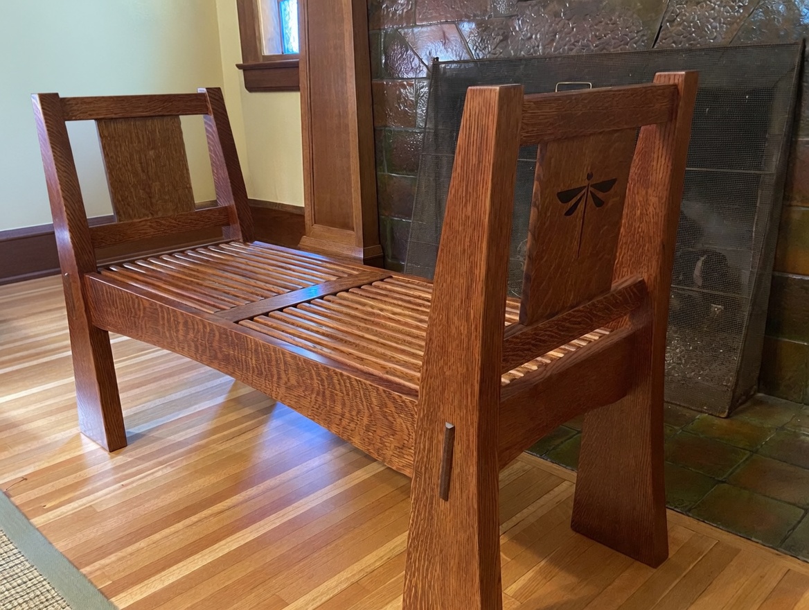Limbert inspired oak bench