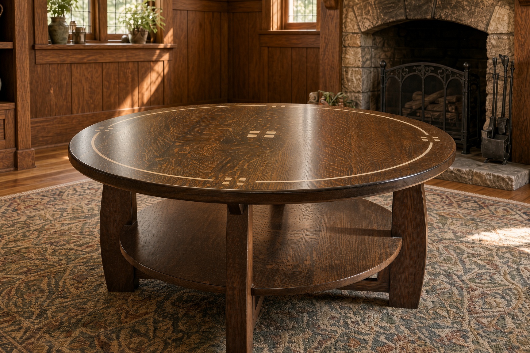 Round Arts and Crafts coffee table